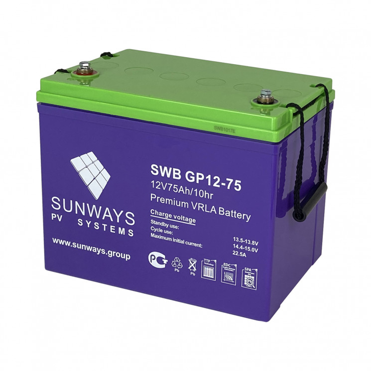 Аккумуляторная батарея SUNWAYS GP 12-75 купить в Мурманске