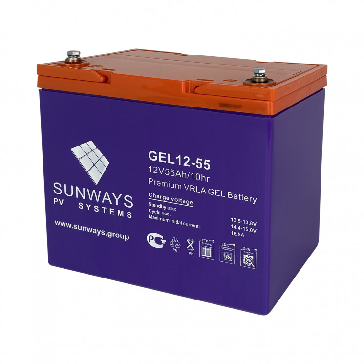 Аккумуляторная батарея SUNWAYS GEL 12-55 купить в Мурманске